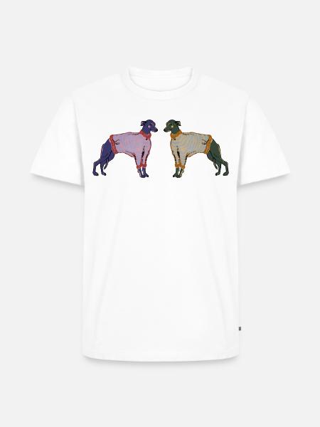 WHIPPETS IN STREIFEN - Männer Premium Bio T-Shirt - Weiß