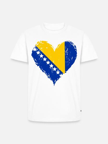 Bosnien Herzflagge Grunge - Männer Premium Bio T-Shirt - Weiß