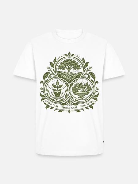 Permakultur-Ethik-Emblem - Männer Premium Bio T-Shirt - Weiß