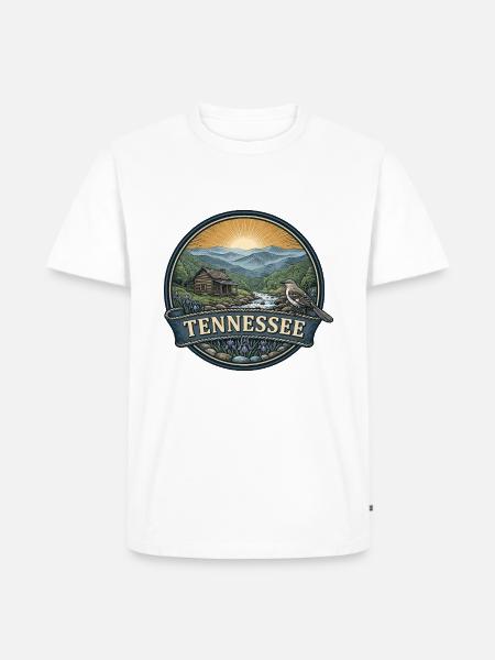 Tennessee Smoky Mountains Retro-Reiseabzeichen - Männer Premium Bio T-Shirt - Weiß