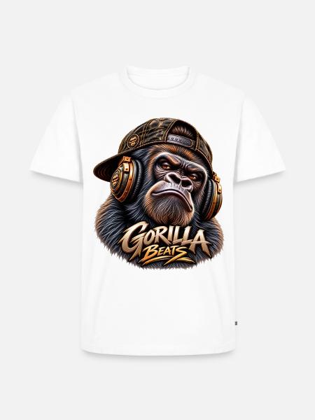 GORILLA BEATS – Urban Sound - Männer Premium Bio T-Shirt - Weiß