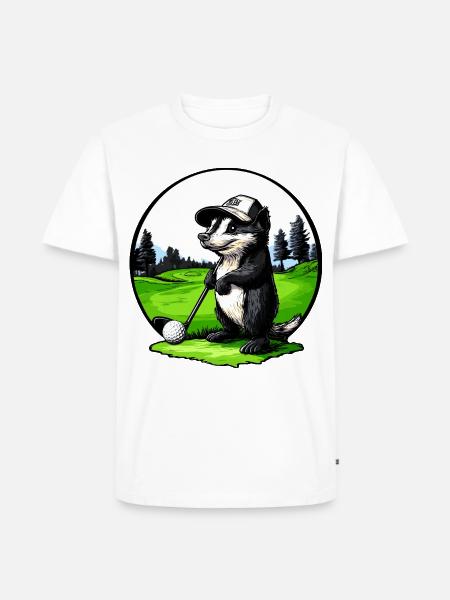 Stinktier Golfspieler - Männer Premium Bio T-Shirt - Weiß