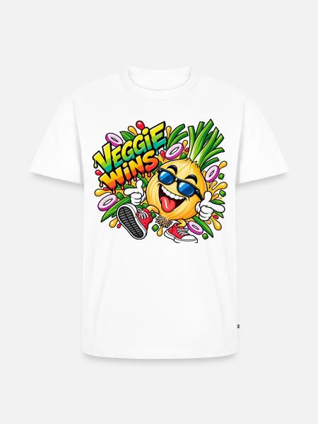 Veggie Wins Zwiebel - Männer Premium Bio T-Shirt - Weiß