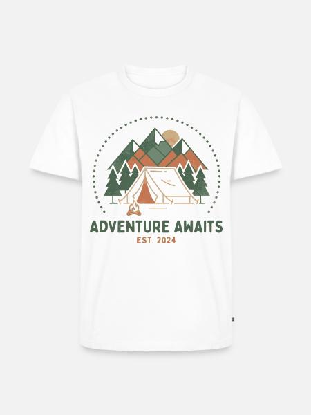 Bergcamping Abenteuer Retro - Männer Premium Bio T-Shirt - Weiß