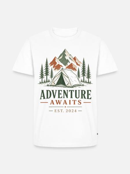 Abenteuer Wartet am Berglager - Männer Premium Bio T-Shirt - Weiß