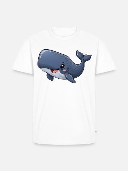 Pottwal Kawaii Style – Süßer Meeresriese - Männer Premium Bio T-Shirt - Weiß