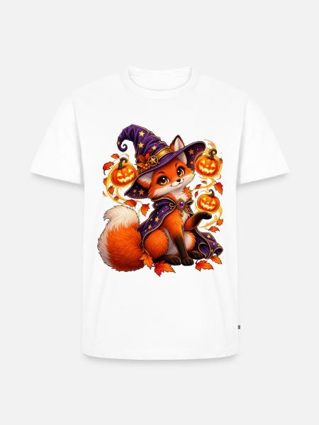 Kleiner Magischer Fuchs zu Halloween - Männer Premium Bio T-Shirt - Weiß