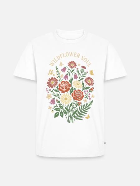 Wildflower Soul Blumenstrauß-Design - Männer Premium Bio T-Shirt - Weiß