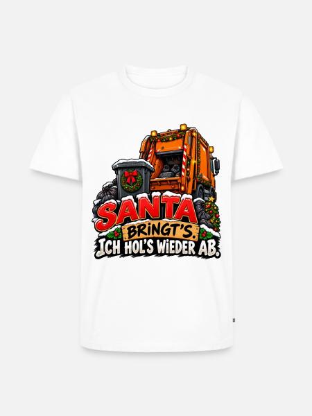 Müllmann Müllabfuhr lustiges Weihnachtsmotiv - Männer Premium Bio T-Shirt - Weiß