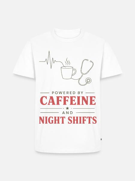 Kaffee und Nachtschicht Motiv - Männer Premium Bio T-Shirt - Weiß