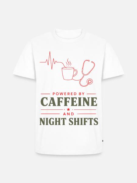 KaffeeKraft Nachtschicht - Männer Premium Bio T-Shirt - Weiß