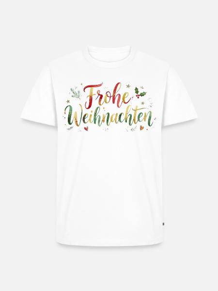 Frohe Weihnachten Schriftzug - Handschrift - Männer Premium Bio T-Shirt - Weiß
