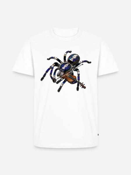 Vogelspinne mit Geige - Männer Premium Bio T-Shirt - Weiß