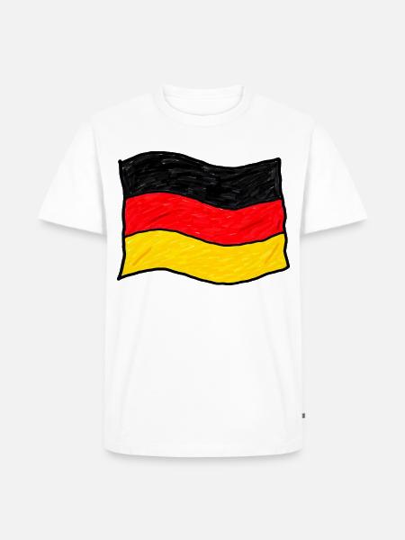 Handgezeichnete Deutschlandflagge - Männer Premium Bio T-Shirt - Weiß
