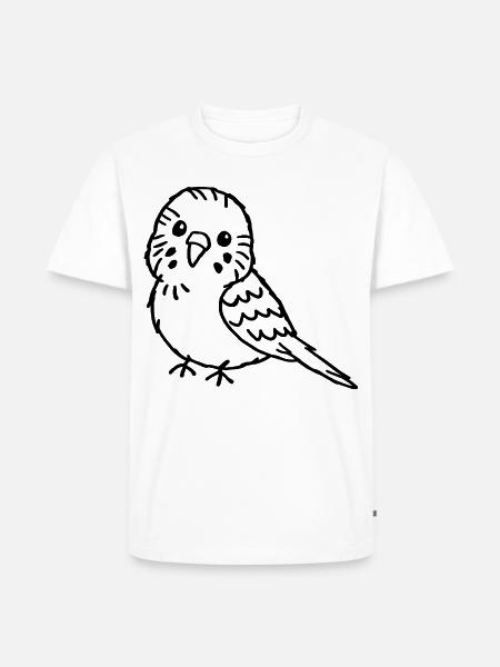 Handgezeichneter Wellensittich - Männer Premium Bio T-Shirt - Weiß
