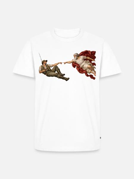 Die Erschaffung des Anglers - Männer Premium Bio T-Shirt - Weiß