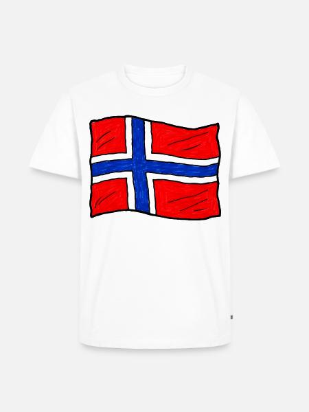 Handgezeichnete Norwegenflagge - Männer Premium Bio T-Shirt - Weiß