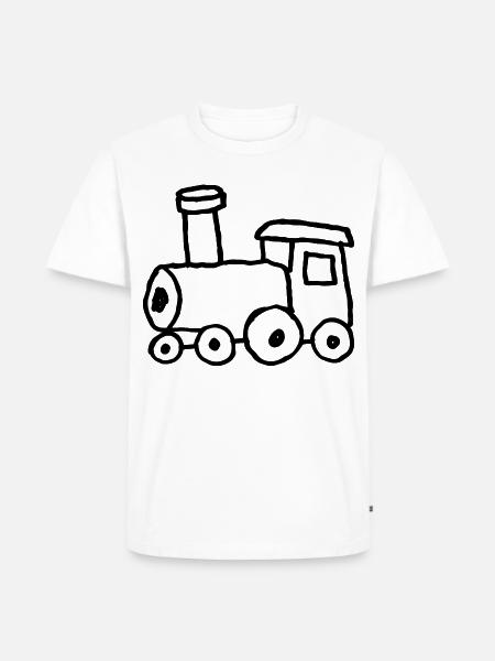 Handgezeichnete Spielzeug-Lokomotive - Männer Premium Bio T-Shirt - Weiß