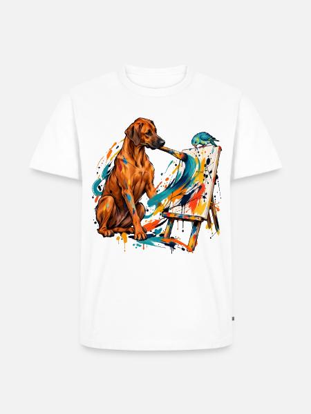Rhodesian Ridgeback und Zwergpapagei malen - Männer Premium Bio T-Shirt - Weiß