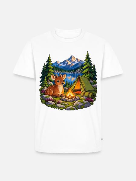 Pudu am Bergsee-Zeltlager - Männer Premium Bio T-Shirt - Weiß