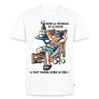 Entre la pétanque et le pastis - T-shirt Premium bio Homme - blanc - Devant - Nico (187cm)