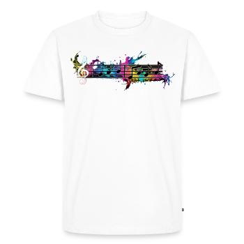 Notes colorées Musique aquarelle - T-shirt Premium bio Homme - blanc - Devant - Nico (187cm)