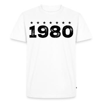 Made in 1980 - Men's Premium Organic T-Shirt - white - Front - Nico (187cm)