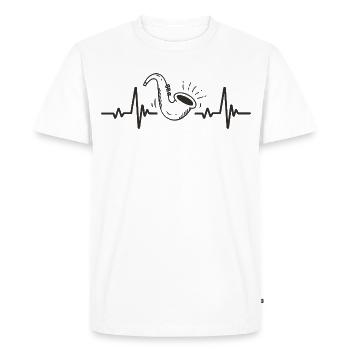 Saxophone Rythme Musique Jazz Instrument Cœur - T-shirt Premium bio Homme - blanc - Devant - Nico (187cm)