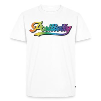 Positivity - Men's Premium Organic T-Shirt - white - Front - Nico (187cm)