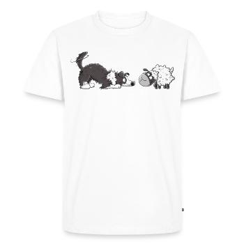 Border Collie And Sheep I Herding Dog Dog Fun - Men's Premium Organic T-Shirt - white - Front - Nico (187cm)