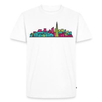 Silhouette moderne de la ligne d’horizon de Livingston City - T-shirt Premium bio Homme - blanc - Devant - Nico (187cm)