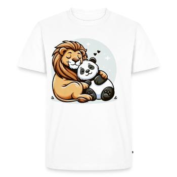 Cuddling Lion And Panda In Love - Men's Premium Organic T-Shirt - white - Front - Nico (187cm)