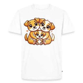 Chien aimant famille mère et père avec un enfant - T-shirt Premium bio Homme - blanc - Devant - Nico (187cm)