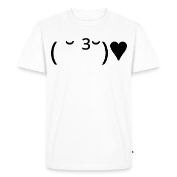 Kiss Emote ( ̆ ³ ̆) ♥ Heart Kaomoji - Men's Premium Organic T-Shirt - white - Front - Nico (187cm)