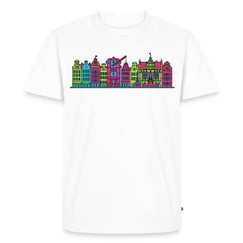 Gdansk City Skyline Neptune Fountain Art - Men's Premium Organic T-Shirt - white - Front - Nico (187cm)