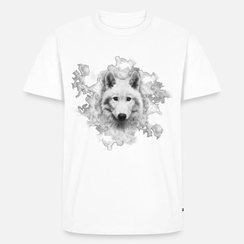 Wolf - Männer Premium Bio T-Shirt - Weiß