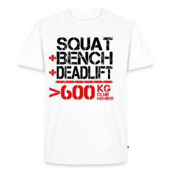 Powerlifting 600 kg Membre du Club - T-shirt Premium bio Homme - blanc - Devant - Nico (187cm)