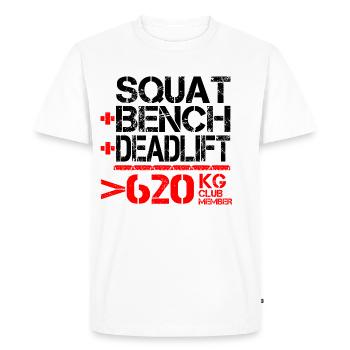 Dynamophilie 620 kg Membre du Club - T-shirt Premium bio Homme - blanc - Devant - Nico (187cm)