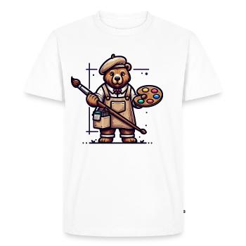 Cute Bear Artist - Men's Premium Organic T-Shirt - white - Front - Nico (187cm)
