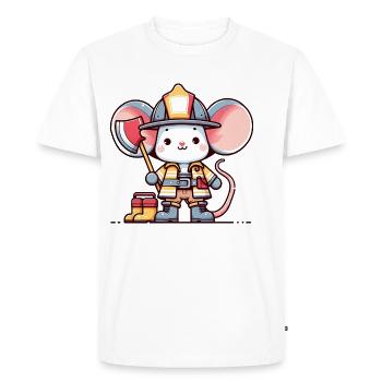 Souris mignonne pompier - T-shirt Premium bio Homme - blanc - Devant - Nico (187cm)