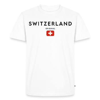 Drapeau suisse, fabriqué en Suisse - T-shirt Premium bio Homme - blanc - Devant - Nico (187cm)