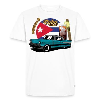 Cuba Cigare Voiture Rhum Libre Havana Souvenir rétro - T-shirt Premium bio Homme - blanc - Devant - Nico (187cm)