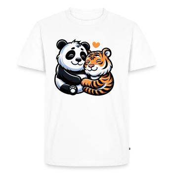 Câlins Panda Et Tigre Amoureux - T-shirt Premium bio Homme - blanc - Devant - Nico (187cm)