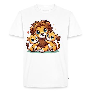 Père lion aimant avec deux enfants mignons - T-shirt Premium bio Homme - blanc - Devant - Nico (187cm)