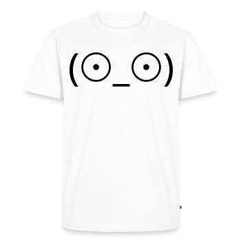 Emote de choc (☉_☉) Kaomoji aux grands yeux - T-shirt Premium bio Homme - blanc - Devant - Nico (187cm)