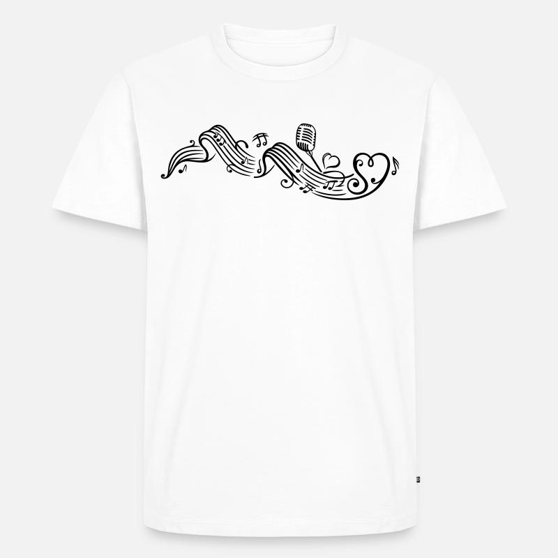 Notenblatt mit microphon, music, notes, clef - T-shirt Premium bio Homme - blanc