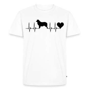 Australian Shepherd, Dog, Heart, Pulse, Animals, ECG - Men's Premium Organic T-Shirt - white - Front - Nico (187cm)