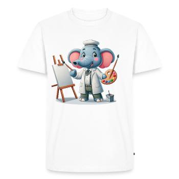 Artiste éléphant mignon - T-shirt Premium bio Homme - blanc - Devant - Nico (187cm)