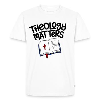 Theology Matters 4 - Men's Premium Organic T-Shirt - white - Front - Nico (187cm)
