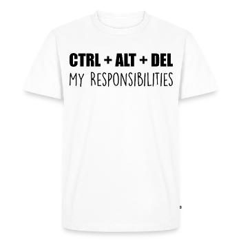 ctrl + alt + del : my responsibilities - T-shirt Premium bio Homme - blanc - Devant - Nico (187cm)